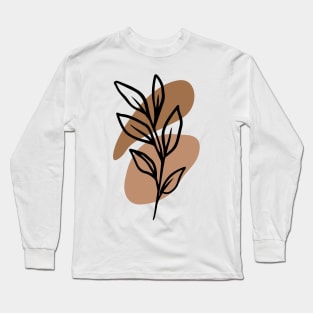 Modern Minimalist Simple Abstract Pastel Pink Black Leaf Art Long Sleeve T-Shirt